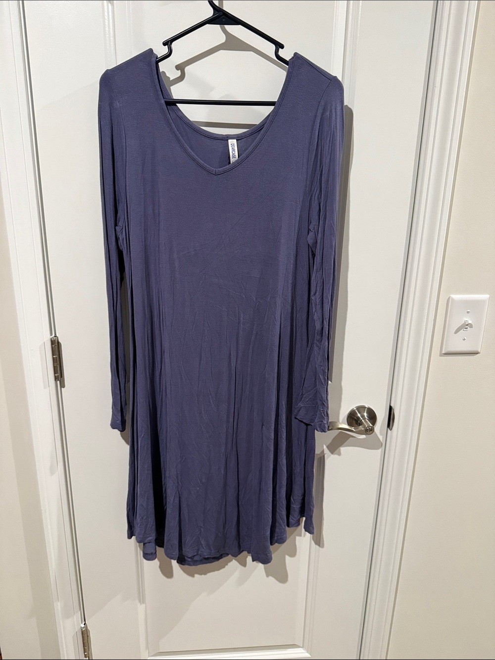 Long Sleeve Swing Dress in Dusty Blue